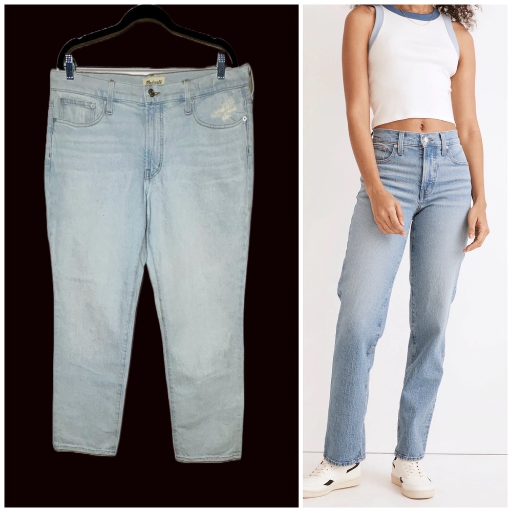 NWT Madewell The Mid-Rise Perfect Vintage Jean in Light Wash, Distressed Size 31
